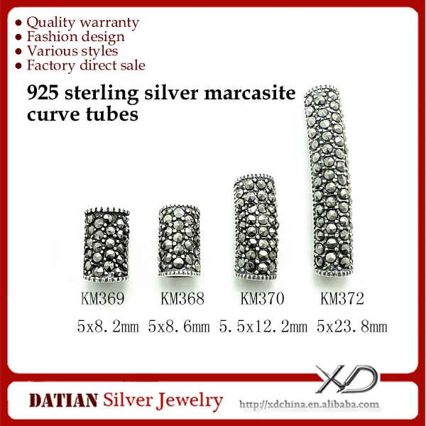 XD KM369 Many Sizes Thailand 925 Sterling Silver Marcasite Jewelry Tubes