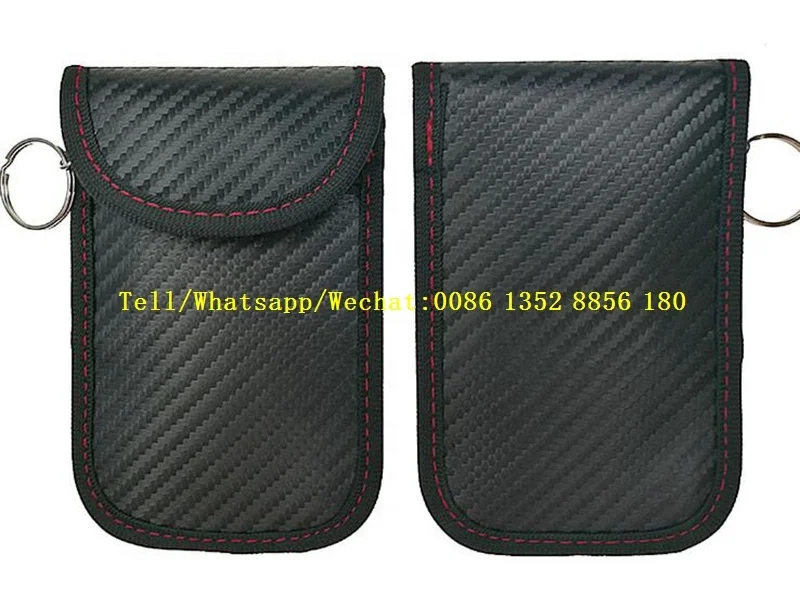 
Carbon Fiber Automotive Key Signal Shielding Bag Radiation-proof RFID Key Pack for Mobile Phone 
