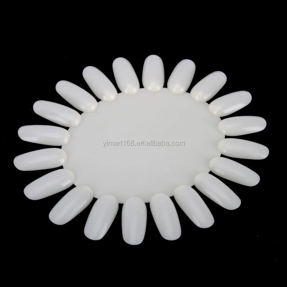 Yimart 10pcs Wholesale Oval Natural Nail Art Acrylic False Tips Display Nail Polish Color Chart Practice Wheel Board Display