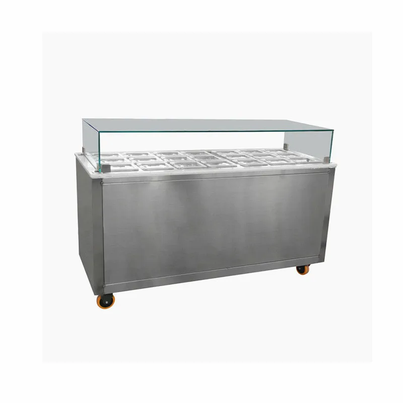Commercial Insulated Garnish ice cream Topping Station showcase with Refrigerator
