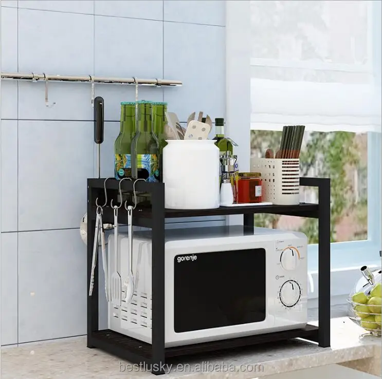 Деревянная полка для микроволновой печи, кухонная полка для хранения микроволновой печи