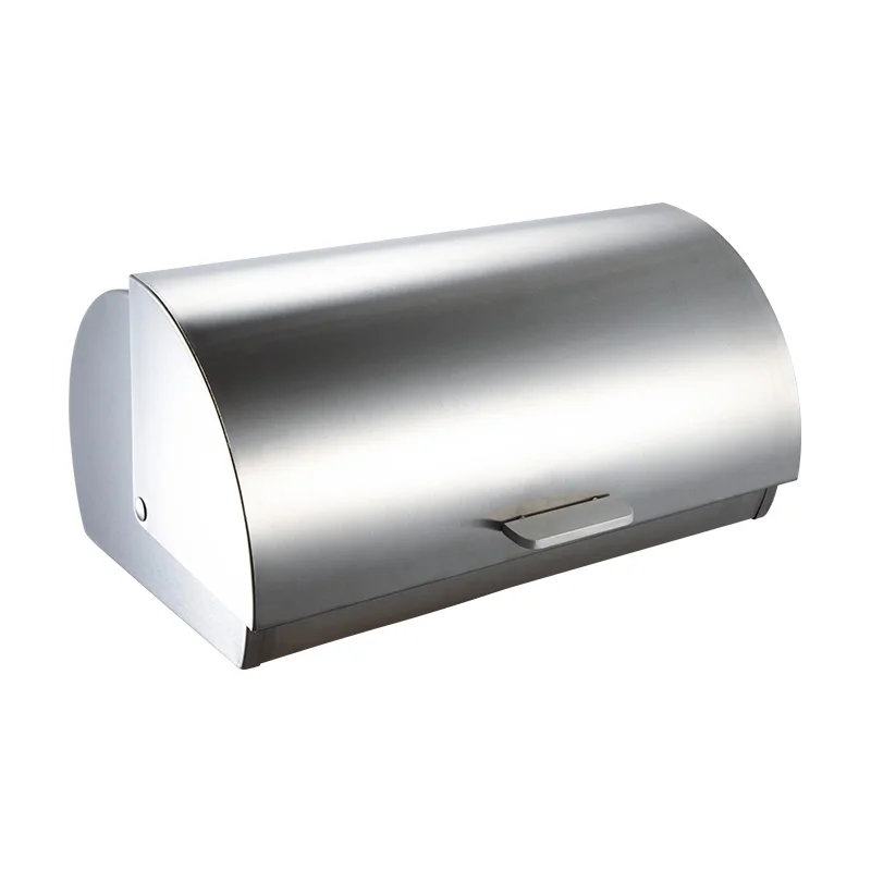 Kitchen Stainless Steel Metal Bread Bin Box Storage Bin Food Container with Roll up Lid for Loaves, Homemade Bread, Pastries