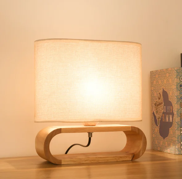 Oriental Maker Decoration Desk Lamp Wood Table Lighting Modern Design Interior Restaurant With Fabric Shade