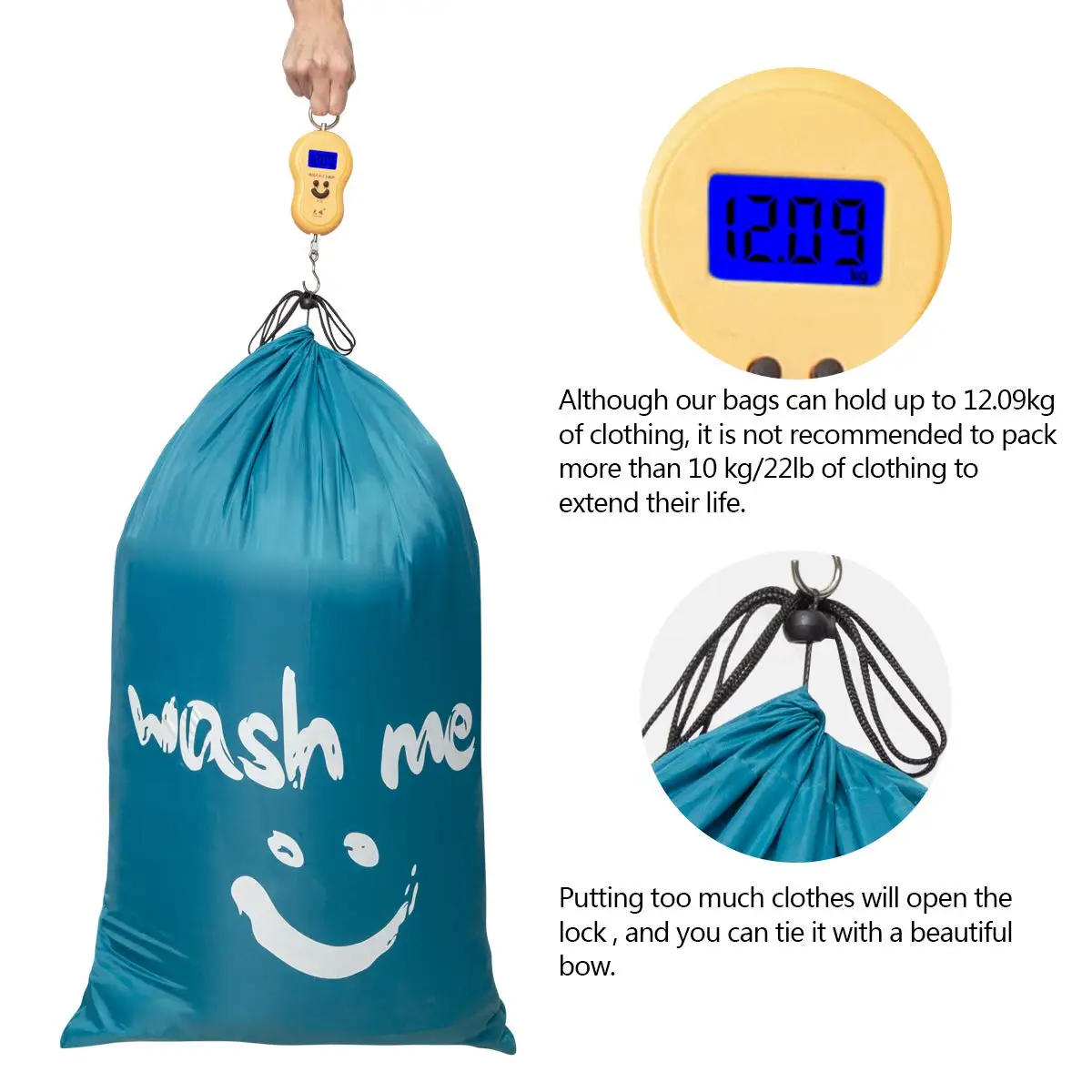 Travel Laundry Bag Nylon Heavy Duty Dirty Clothes Bag with Drawstring, Machine Washable  bag