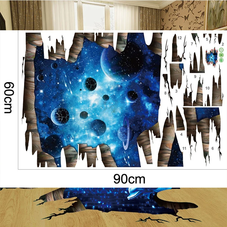 Factory supply custom design self adhesive removable decorative home 3d sticker floor