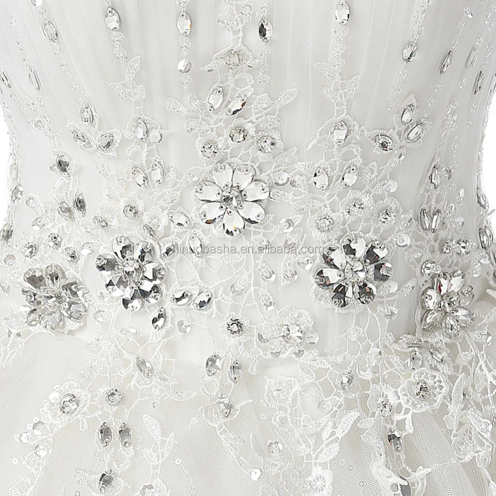 NW1189 Pictures of Latest Wedding Gown Design Venice Appliques Beaded Ball Bridal Dress