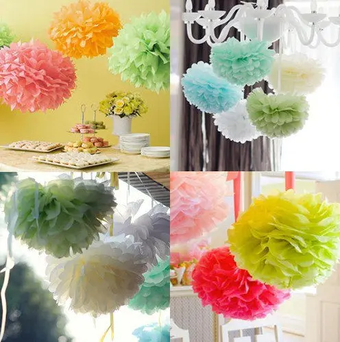 
Hot selling 4/6/8/10/12/14/16 inch hanging Paper Tissue Pom Flower for Wedding Decorations 