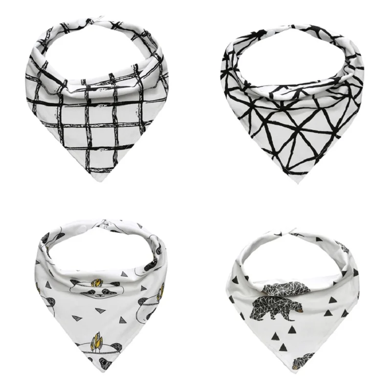 Wholesale new fancy Bandana bibs print Custom bandana drool bibs 4 one sets baby cotton bib