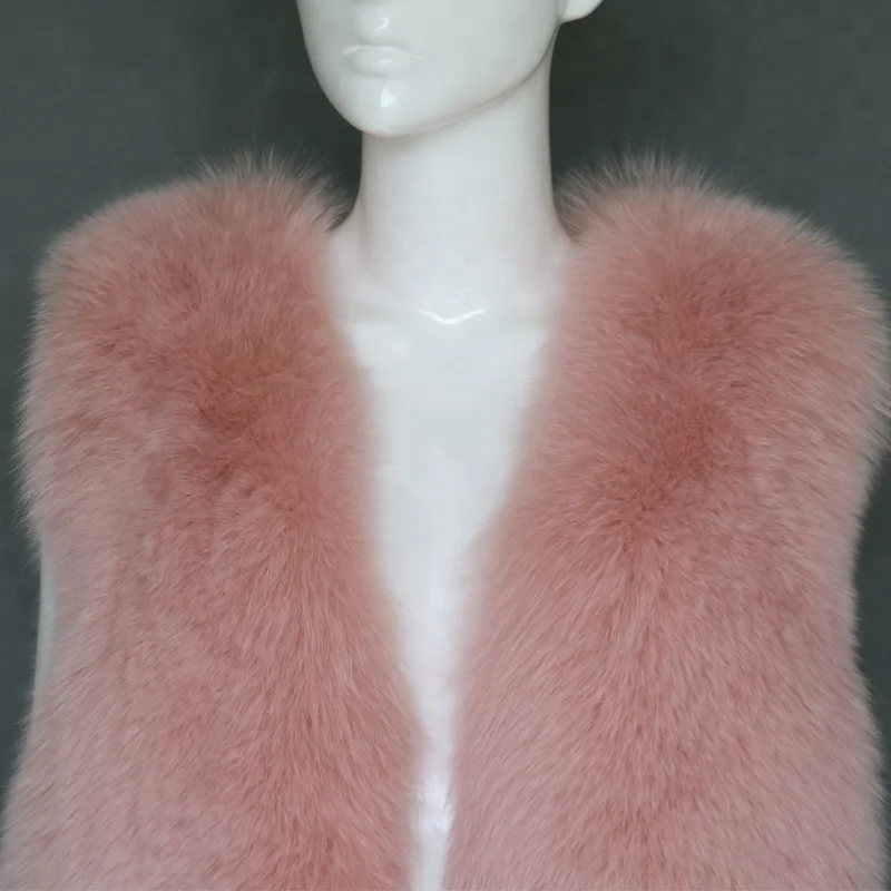 Thick fox fur lady girl vests cheap price real fur waistcoat women sleeveless fur coats