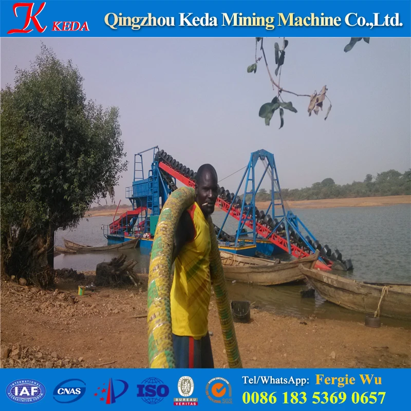 150 tons/h Bucket gold dredging boat/scrap barge for sale