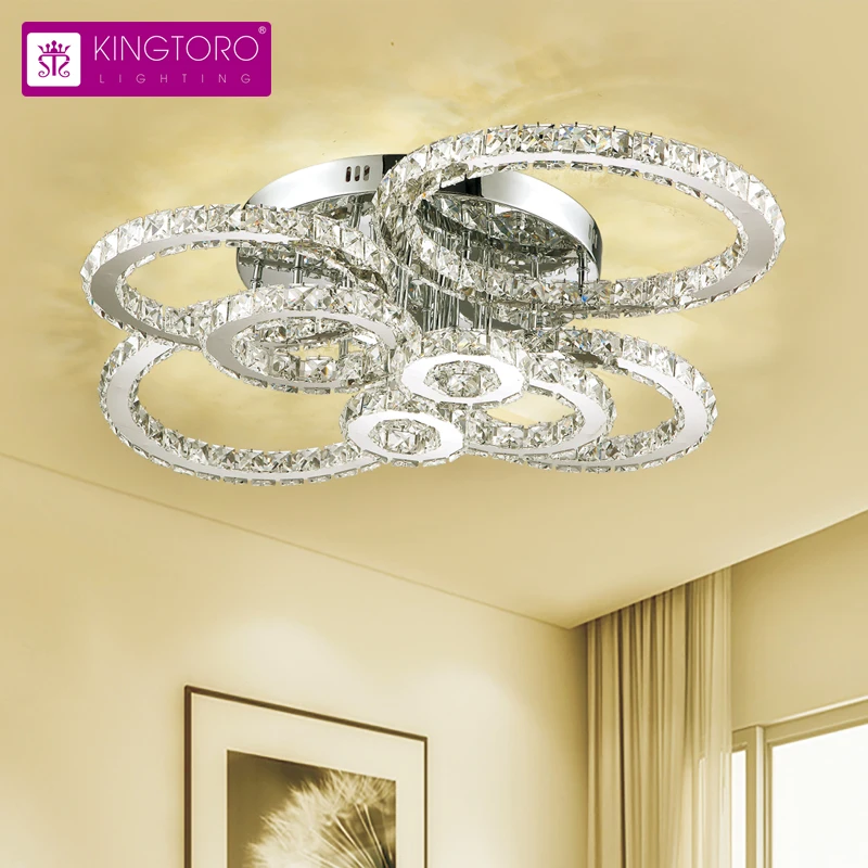 Custom made wholesale ceiling crystal frame and acrylic cover led circle light for living room lighting