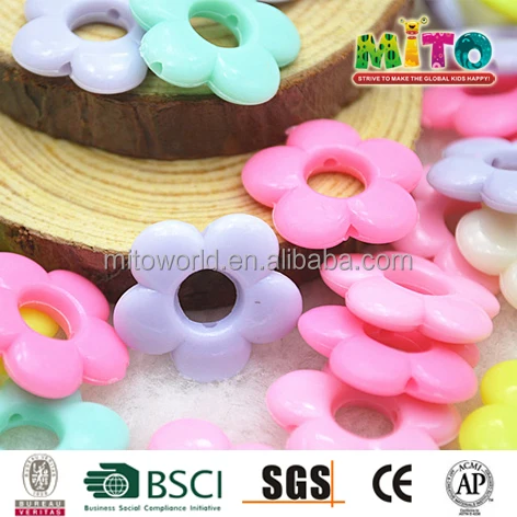 Wholesale cheap multi-colored acrylic flower beads for DIY