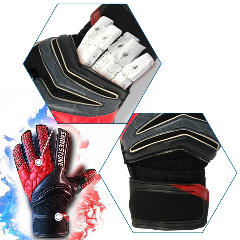 Shinestone Kids Adults Size Soccer Goalkeeper Gloves Professional Thick Latex Soccer Goalie Gloves With Finger Protection
