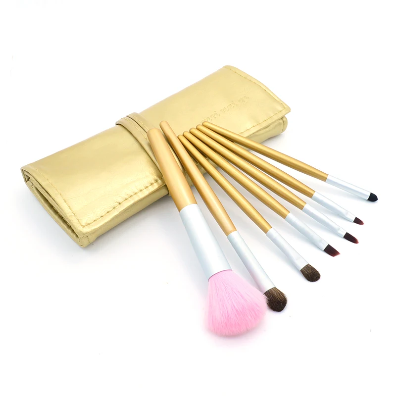 
private label high quality animal horse natural hair 7pcs makeup brush set with bag 
