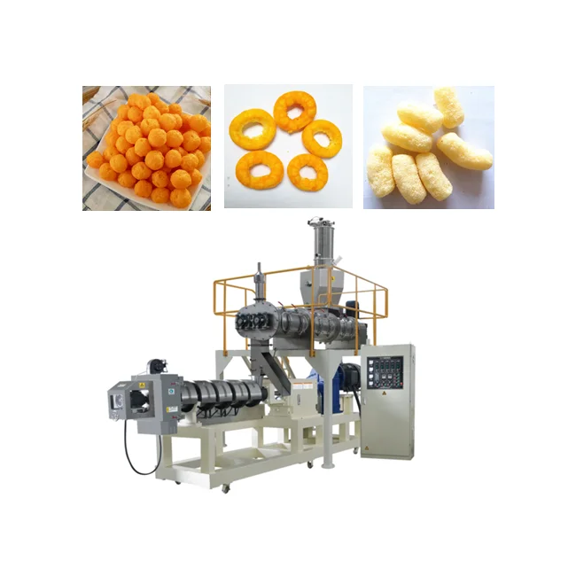 China tasty corn puffs cheese ball snack food make equipment machinery line