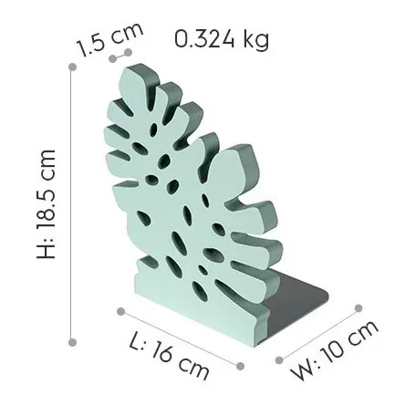 Monstera plant shape wooden desktop carving book stand modern bookends for Office Home and School Dorm