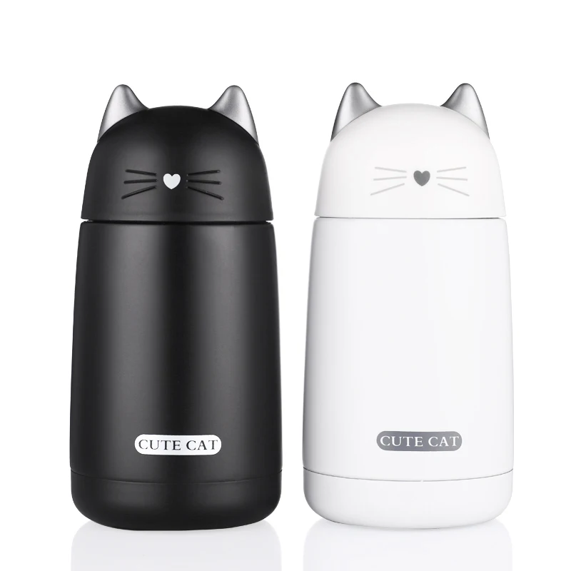 Cute Cat Thermos Cup Kids Thermo Mug Drinkware Child 330ML Water Bottle Stainless Steel Vacuum Flask Portable Leak-proof Tumbler