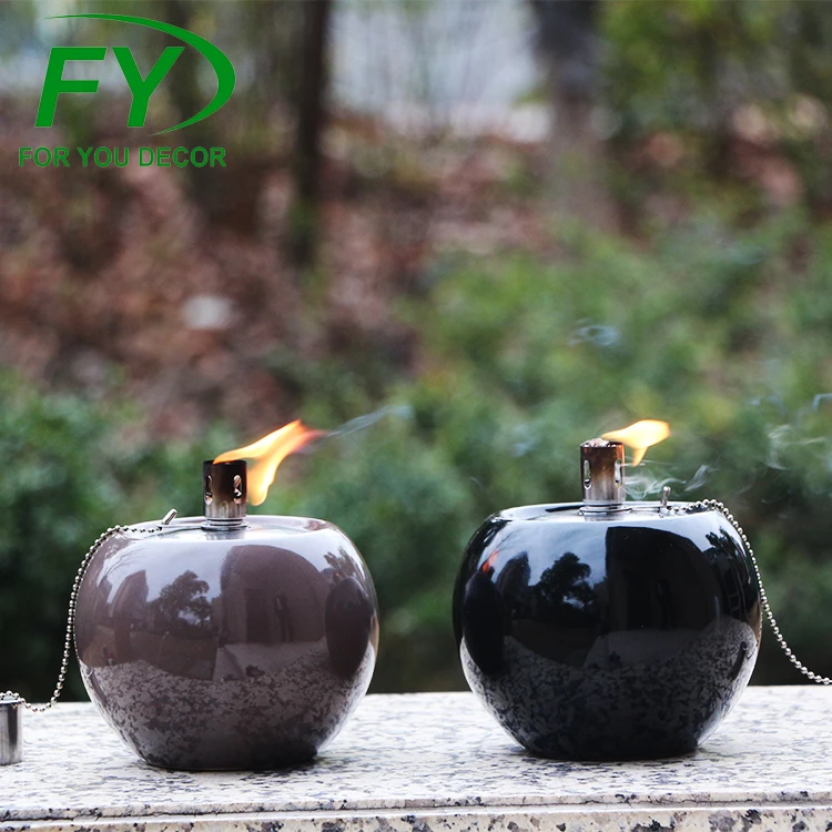 
Factory wholesale custom ceramic round ball shape decorative kerosene oil lamp 