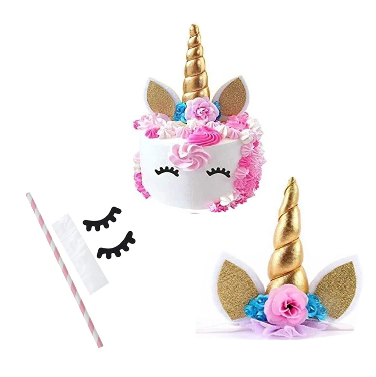 Unicorn party  suppliers, Happy birthday decoration. Cake topper+eyelashes