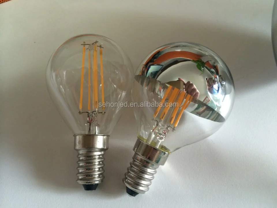 half silvered crown E14 E27 half mirror 220V G45 led filament bulb 4W