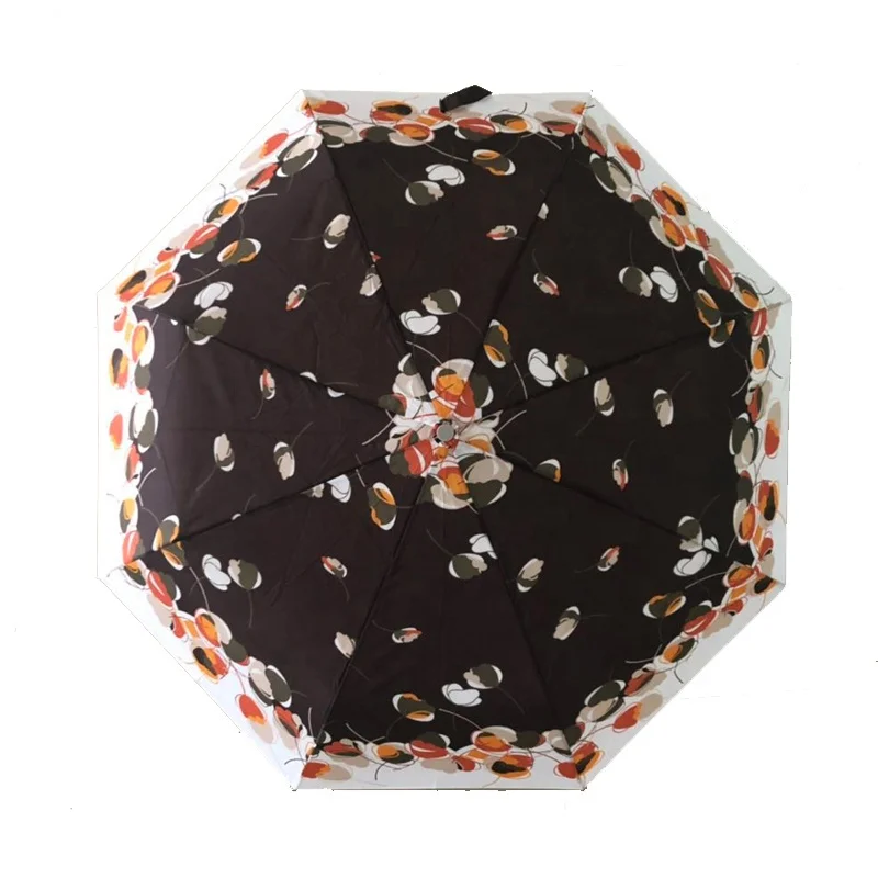 21inch*8k 190T pongee fabric 3 fold umbrella with plastic handle auto open auto close