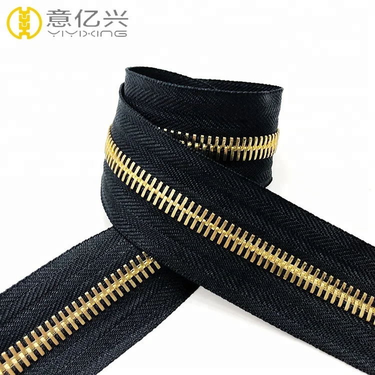 Metal Zip Metallic zipper Tape 5 By The Yard #5 Gold Teeth Magnetic Long Chain Metal Zipper