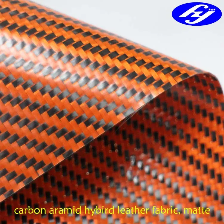 matte TPU coated carbon orange Kevlar hybrid leather fabric for wallet