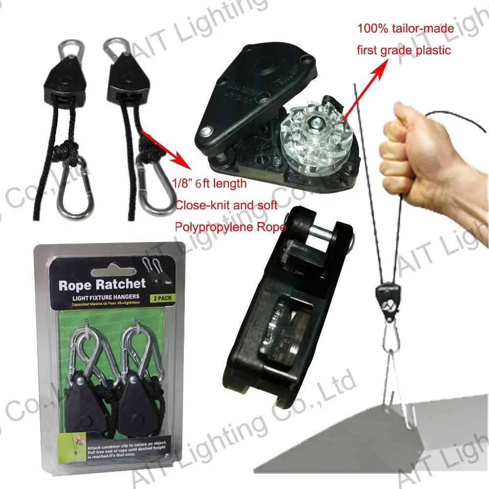 
high quality 1/8inch 75LBS 8ft rope ratchet pulley 