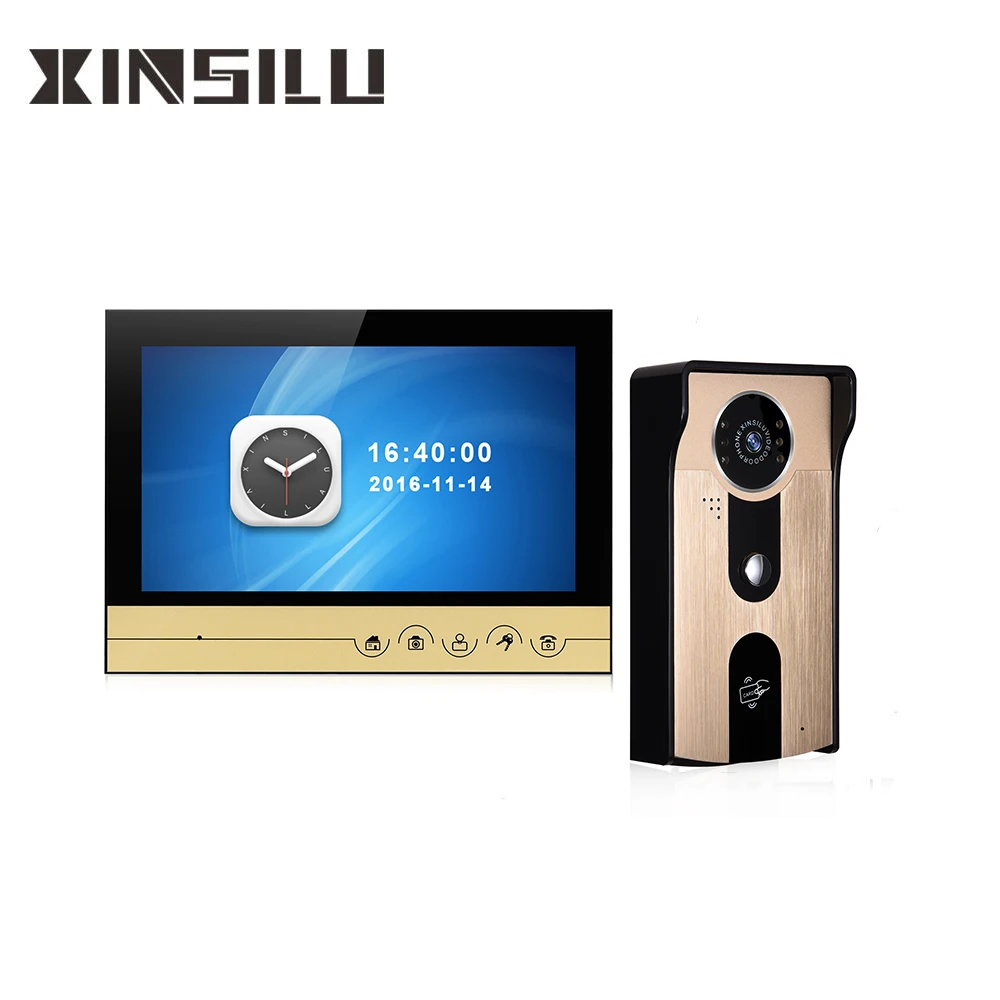 XSL-V90Rm-IDT 9 inch touch key color video doorbell intercom system night vision camera and make memory for villa