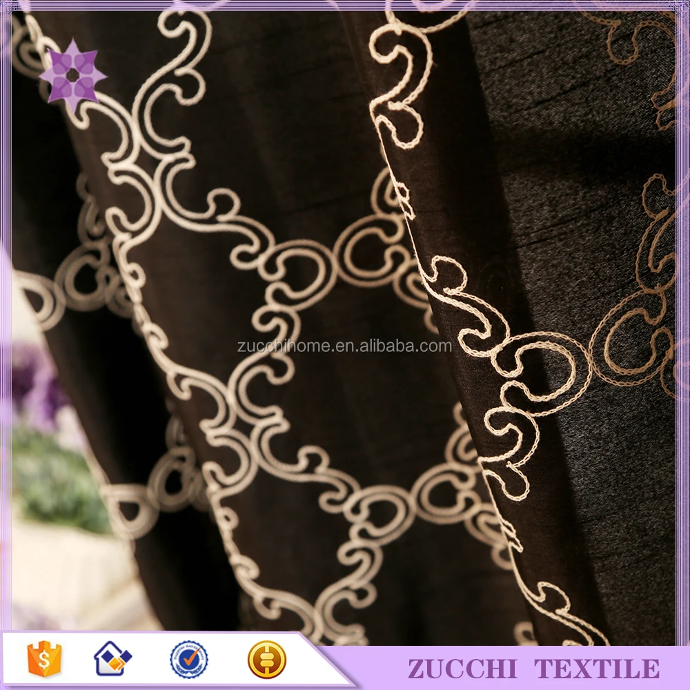 Faux Silk Curtain American Style Cheap Embroidered Living Room Hotel Cafe Accept Customized Curtain Size 100% Polyester Window