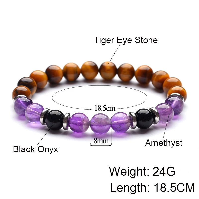 
Bead Bracelet Natural Stone Amethyst Tiger Eye Agate Bracelet Enough Stock Goods 