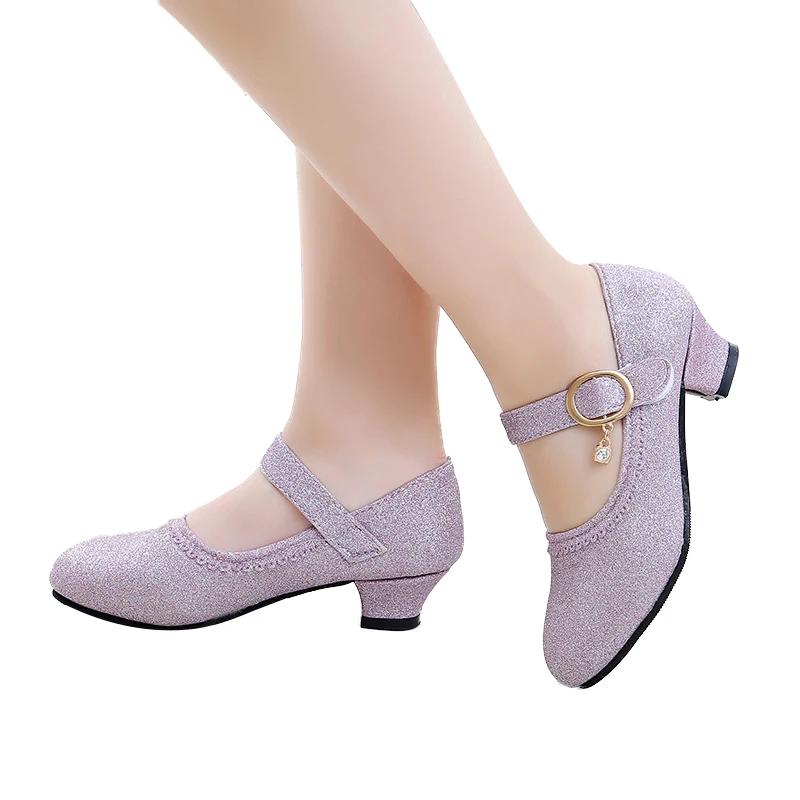 2019 Spring New Lady  Student Fashion High Heel Girl Leather Princess Shoe