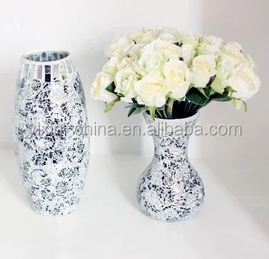 Handmade New Design Resin Mosaic Glass Flower Vases/Glass Mosaic Mirror Vase