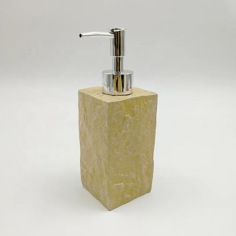 Lotion Dispenser Popular Square Stone Effect Bathroom Product Polyresin Hand Soap Dispenser Lotion Dispenser & Hotel Accessories