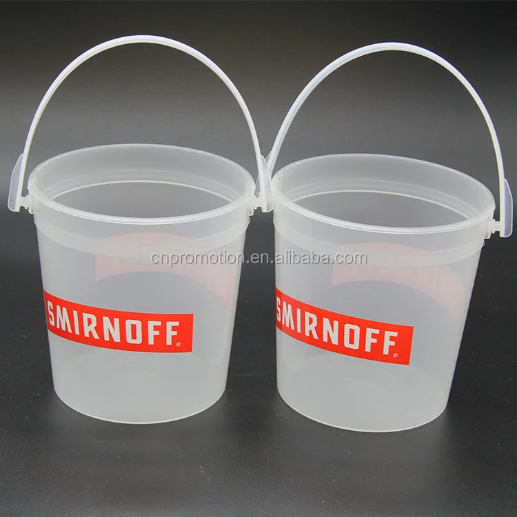 Custom logo Plastic Cocktail Pails Ideas 32oz Reusable Punch Bowls Ice Smoothie Bucket for Drinks