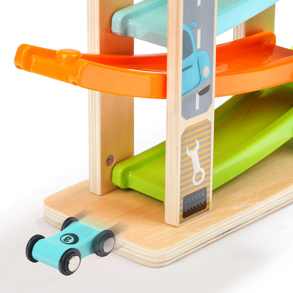 Topbright Toddler Toys For 1 2 Year Old Boy And Girl Gifts Wooden Race Track Car Ramp Racer With 4 Mini Cars