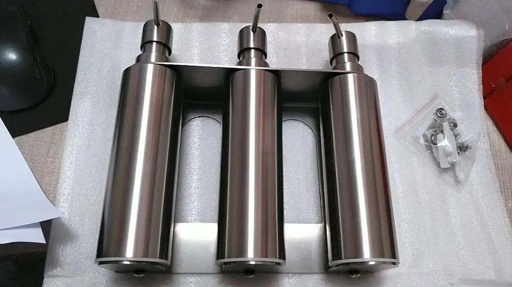 Bathroom Kitchen Stainless Steel Wall Mounted Hand Liquid Manual Soap Dispenser