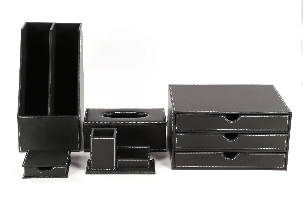 Office Supplies Leather Desk Organizer Desk Office Stationery Set