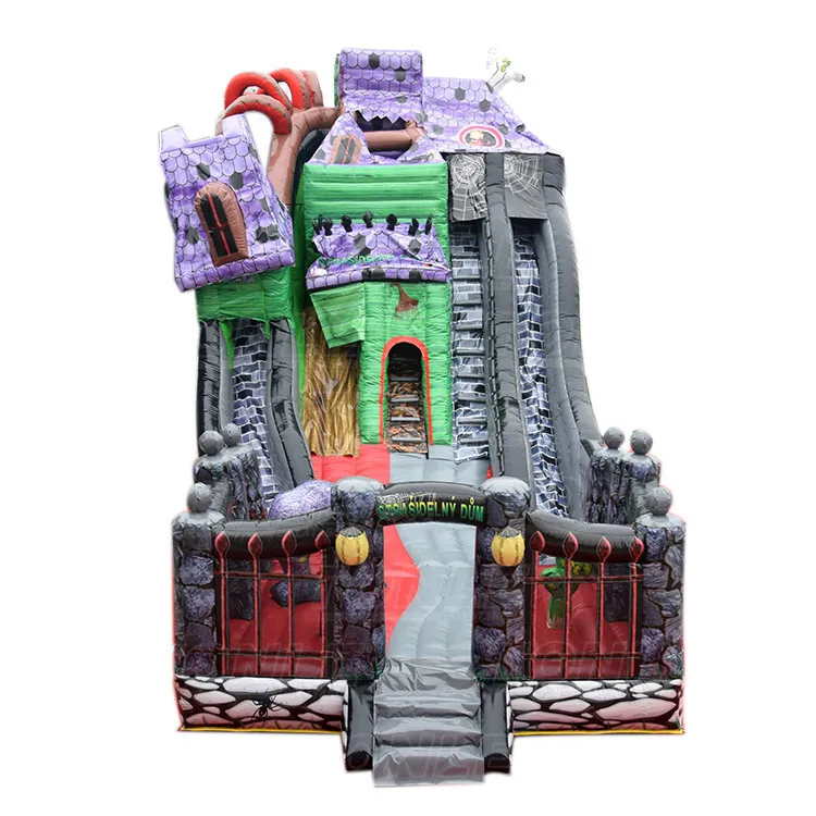 Halloween spook haunted house inflatable slide spooky mansion design inflatable large slide for sale