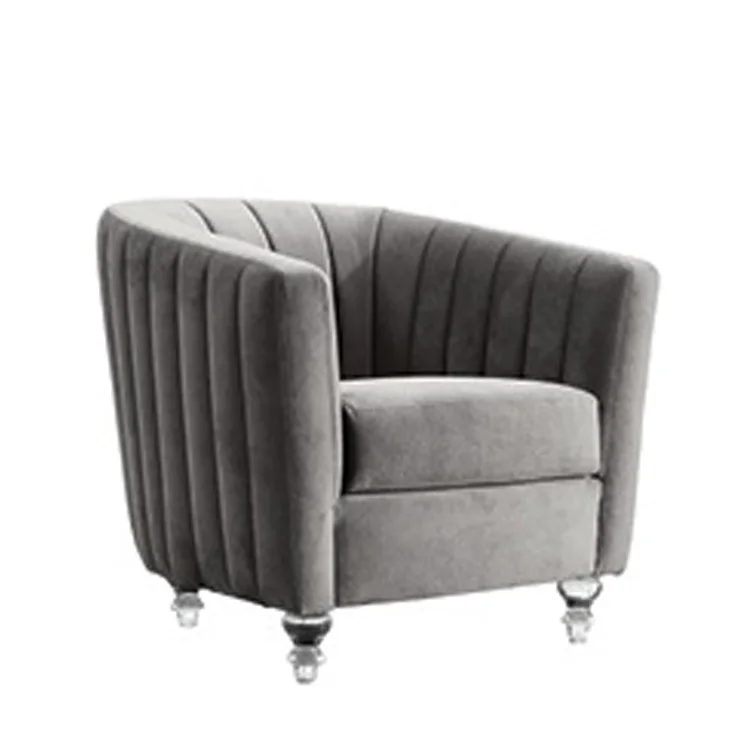 Custom design grey velvet restaurant booth 2 seater cafe sofa chair 3 Seater Upholstery Fabric Modern Stainless steel sofa