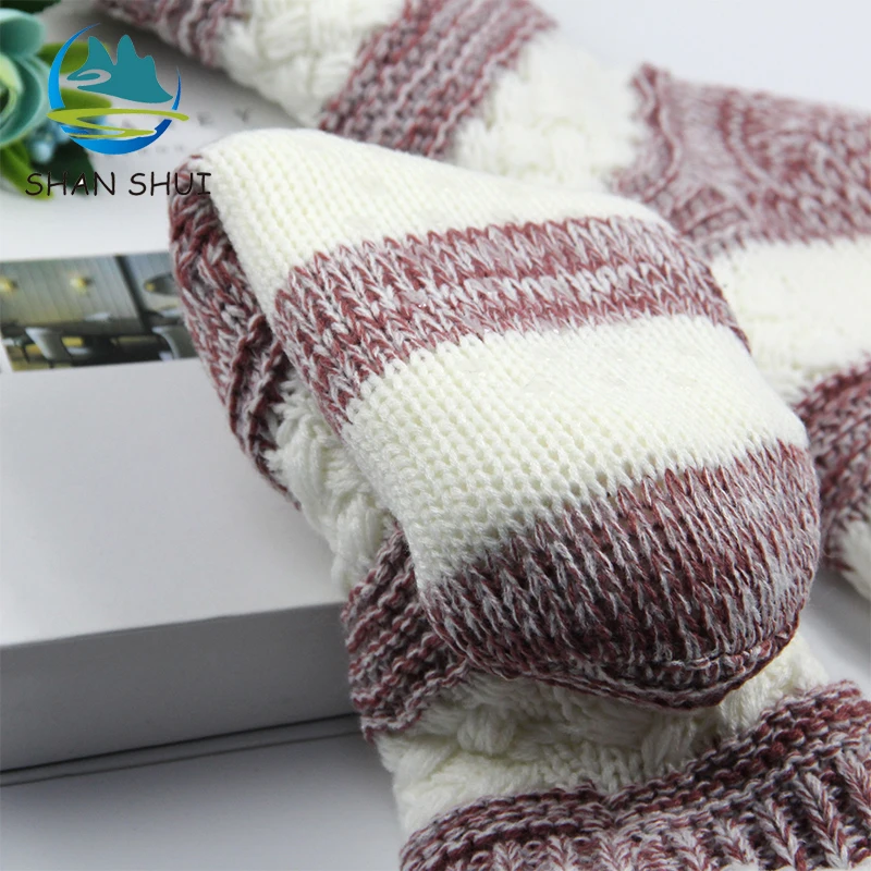 
Customized winter indoor striped women thermal home sock 