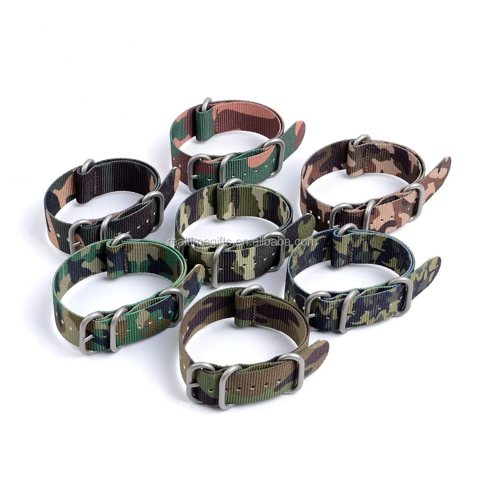 Deluxe camo style 20mm 22mm fabric nylon military watch strap for zulu