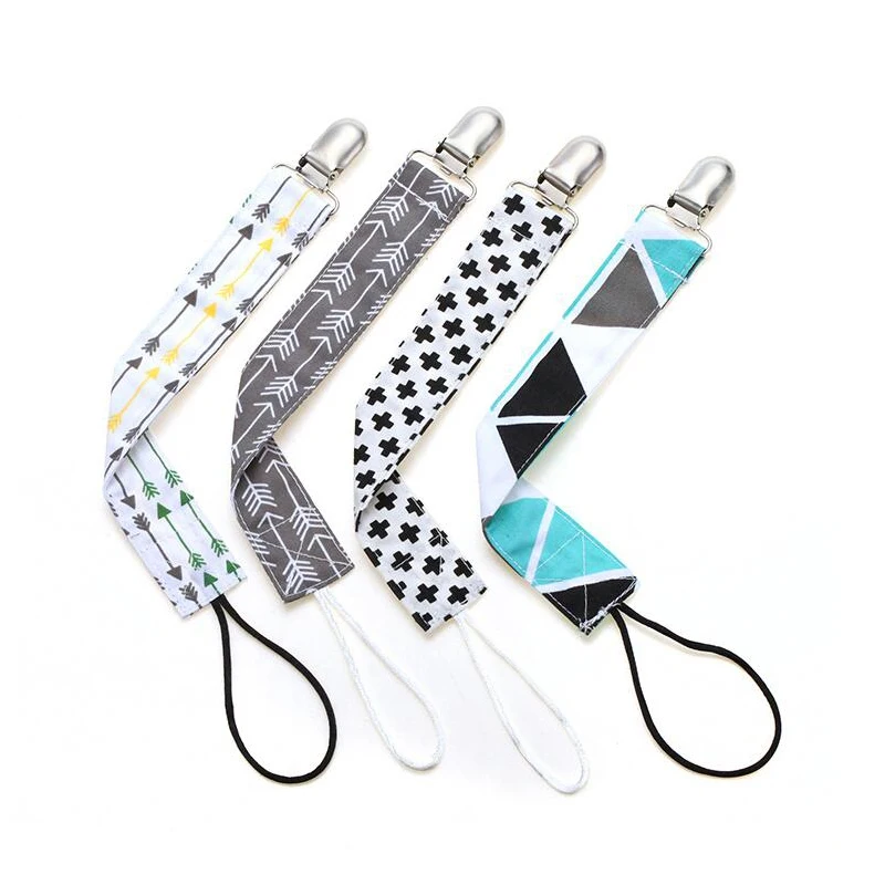 Hot selling  4pcs/set baby pacifier holder newborn cotton pacifier chain,baby pacifier chain clip holder