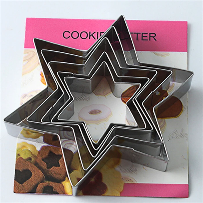 
color box package Wholesale stainless steel 5 pcs Star Cookie Cutter Set 