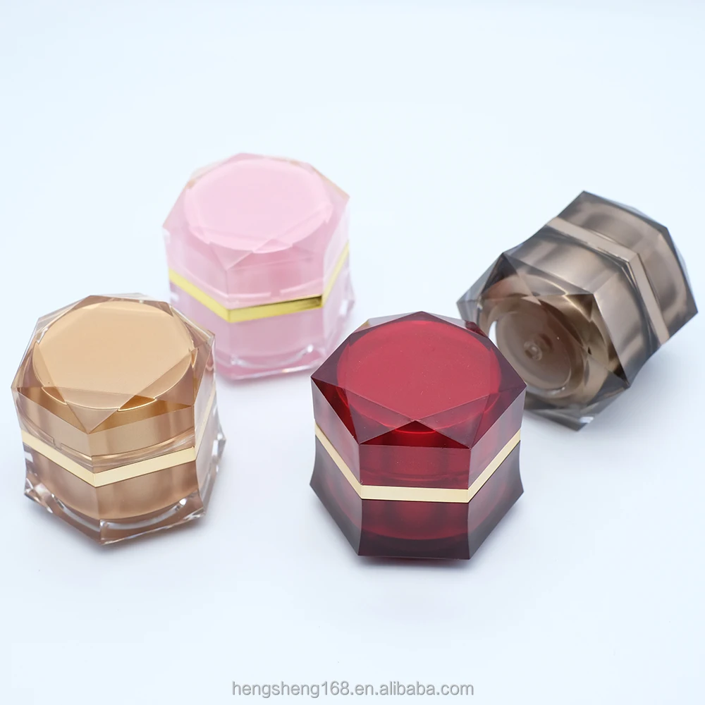 
Hengsheng factory supply customize OEM empty plastic acrylic polygonous crystal 5g 10g hexagon cream jar 