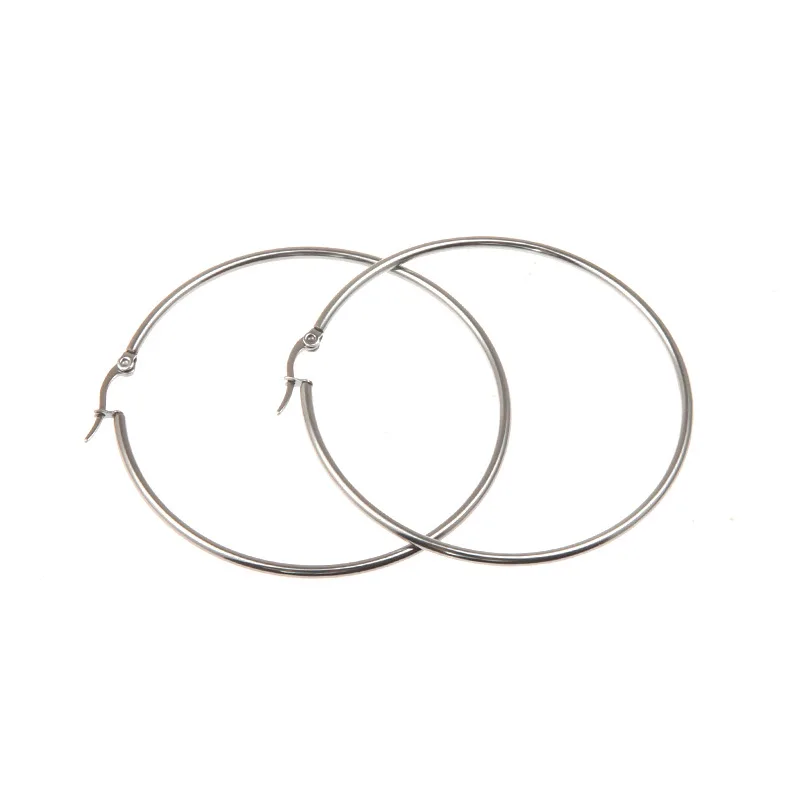 Wholesale Cheap Big Round Earrings Women Fashion Stainless Steel Jewelry 70mm Diameter Large Hoop Earrings