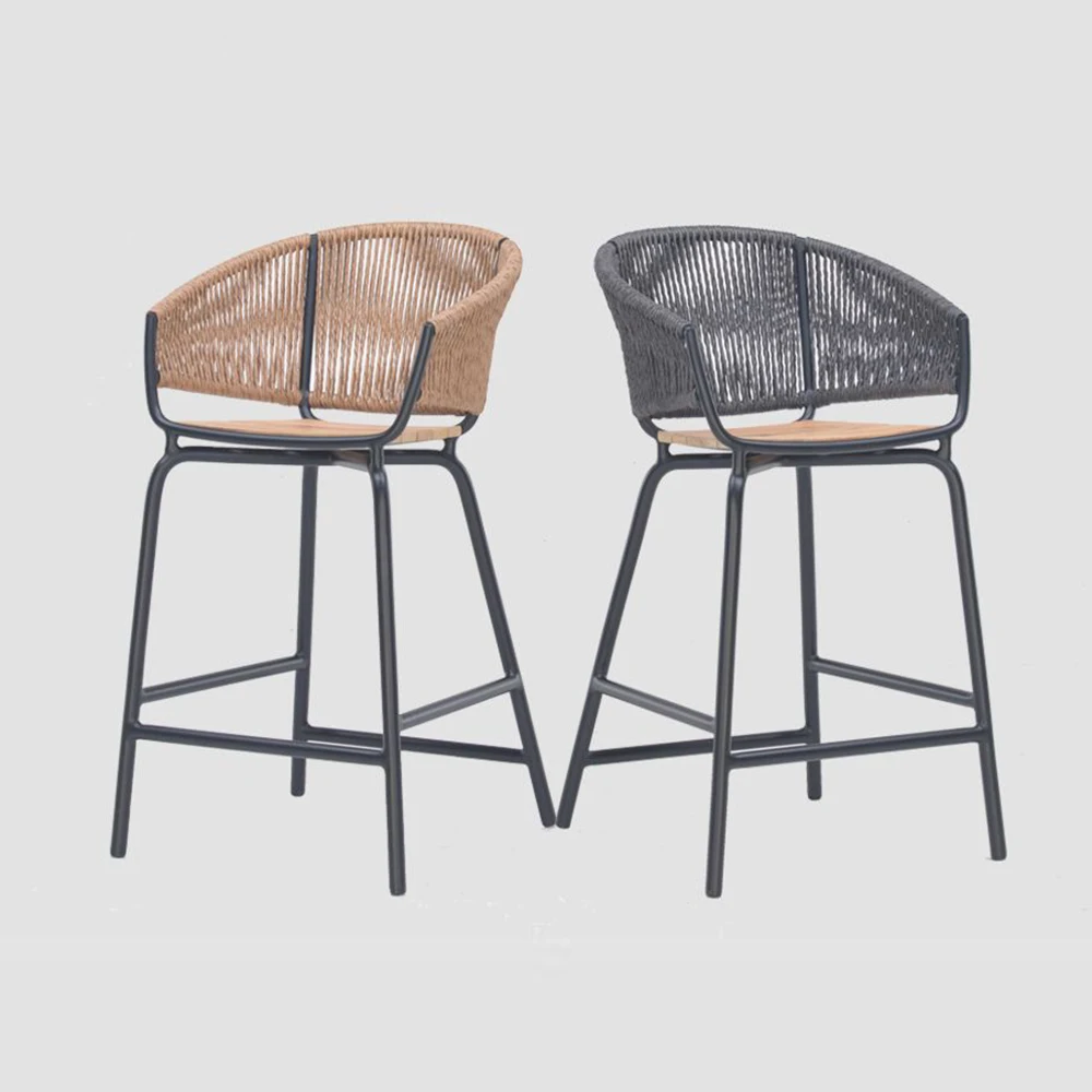 Современный роскошный алюминиевый плетеный стул из ротанга и тикового дерева для ресторанов и отелей