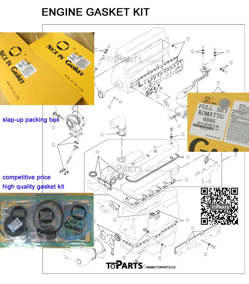Nice in GASKET 1878129851 Engine gasket kit 6HK1 Excavator ZAX330 engine parts Gasket kit high quality