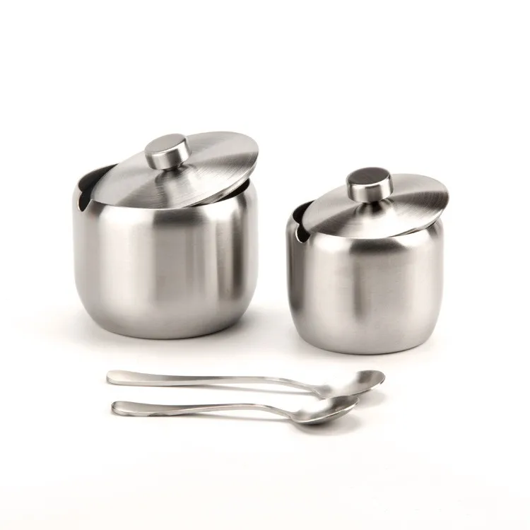 Stainless steel sugar bowl and creamer hot pot seasoning pot spice jar seal/ bulk spice jar rack spice bottle