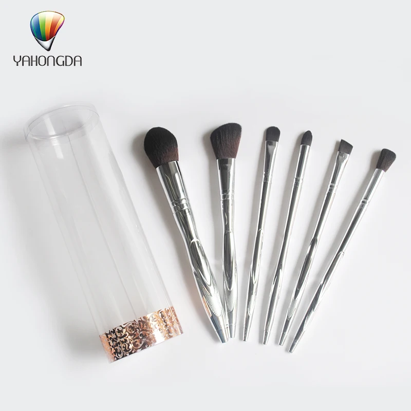 Hot Now Factory  6 Pieces Make Up Brushes Plastic Handle Design Brush Makeup Set